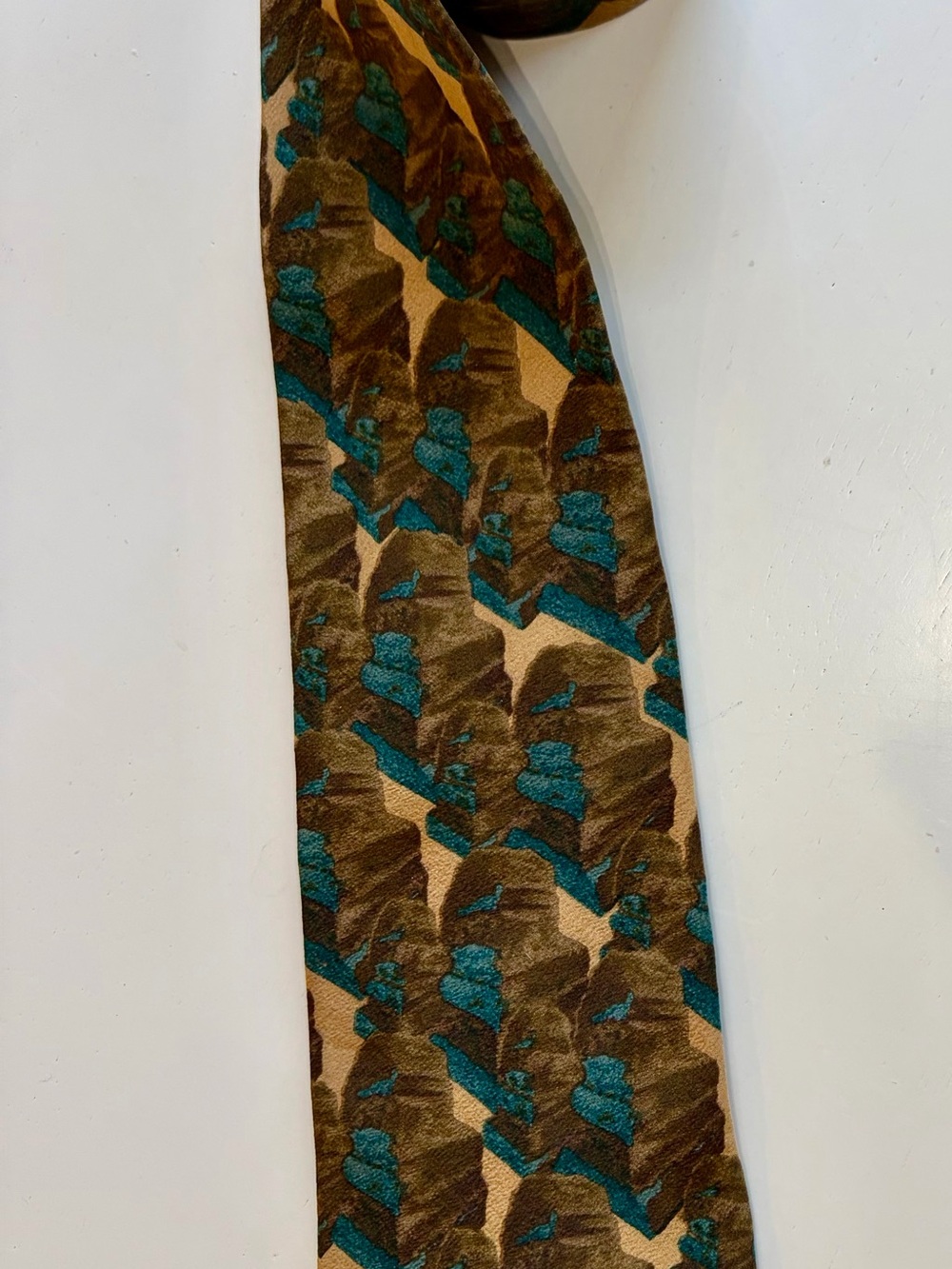 Vintage Jerry Garcia Silk Tie Desert Storm Collection 6 Blue Teal Brown 90s